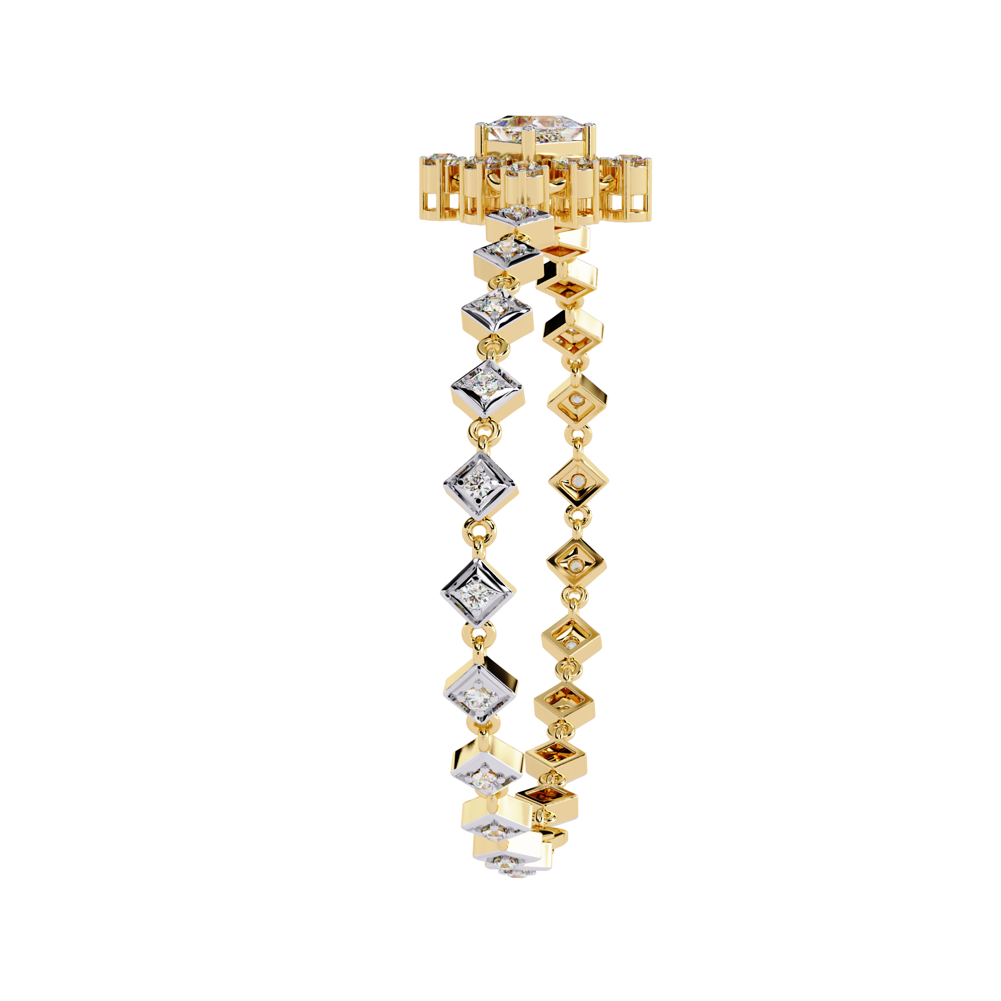 Solitairekart 1.7ct Square Halo Diamond Bracelet-H Color, VS1 Clarity